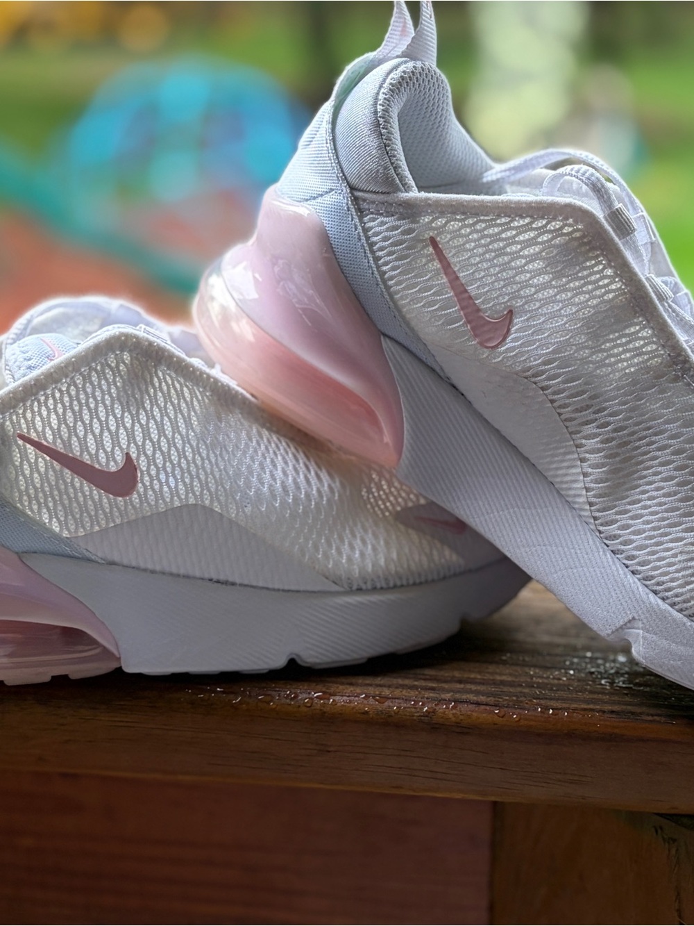 Nike Women's White Sneakers with Pink Accents
